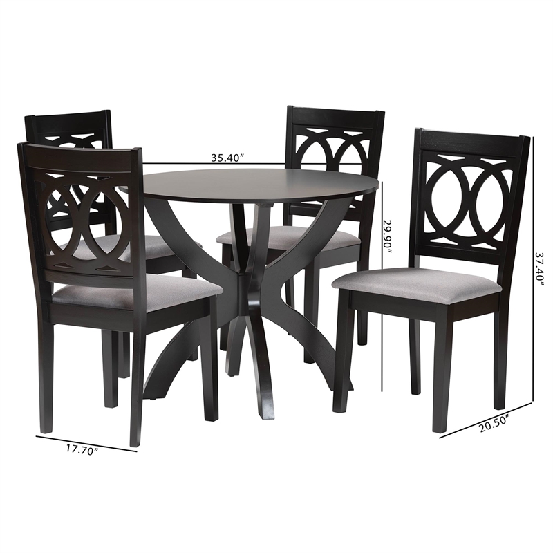 Baxton Studio Rita Modern Grey and Dark Brown Finished Wood 5-Piece Dining Set