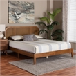 Baxton Studio Fleur Mid-Century Woven Rattan Wood Queen Size Bed