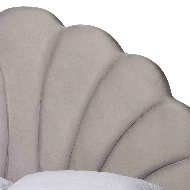 Baxton Studio Acosta Light Gray Velvet Headboard Queen Size Platform Bed