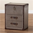 Baxton Studio Calidore Vintage Silver Metal 2-Drawer End Table