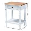 Baxton Studio Legrand Two-Tone White and Natural Brown 1-Drawer End Table