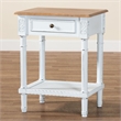 Baxton Studio Legrand Two-Tone White and Natural Brown 1-Drawer End Table