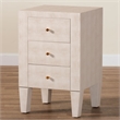 Baxton Studio Leyna Modern Beige Faux Shagreen 3-Drawer End Table
