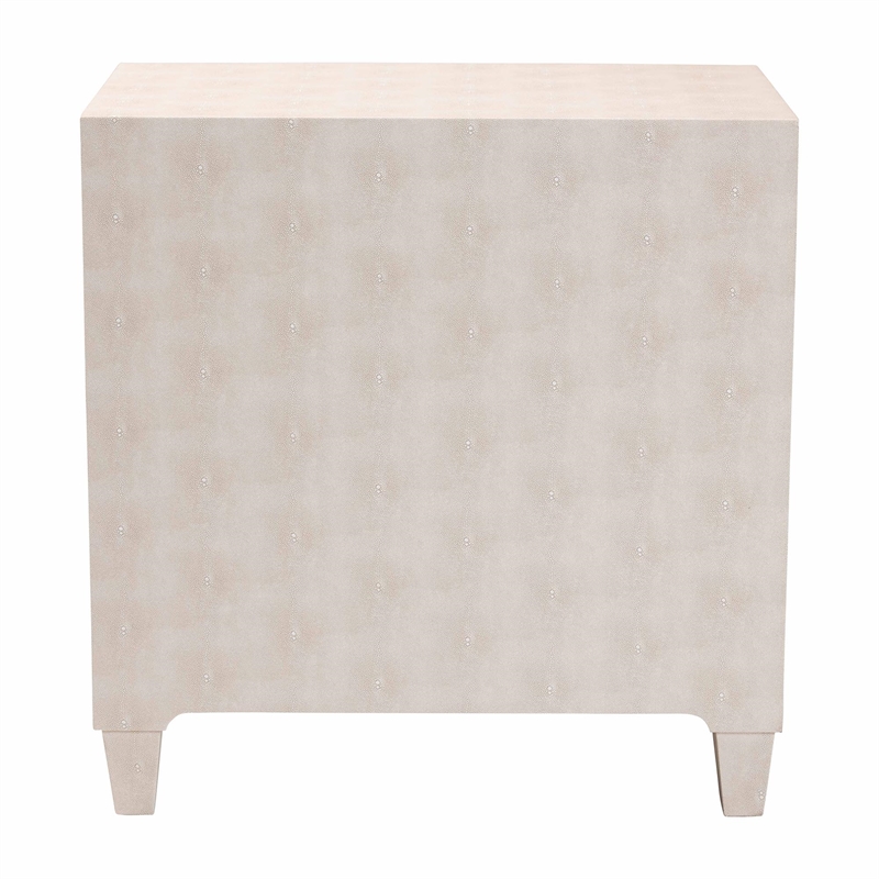 Baxton Studio Nira Modern Beige Faux Shagreen 3-Drawer Storage Cabinet