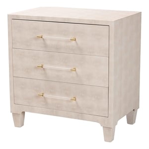 Baxton Studio Nira Modern Beige Faux Shagreen 3-Drawer Storage Cabinet