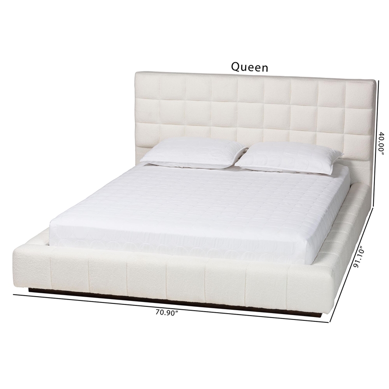 Baxton Studio Braylin Glam and Luxe Teddy-Bear Fabric Queen Size Platform Bed