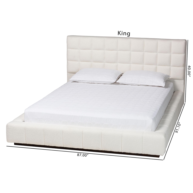 Baxton Studio Braylin Glam and Luxe Teddy-Bear Fabric King Size Platform Bed