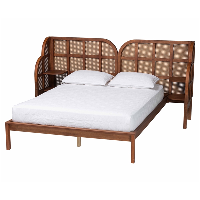 Baxton Studio Cascadia Brown Wood Queen Size Wingback Platform Bed