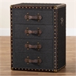 Baxton Studio Jaelyn Vintage Black Canvas 4-Drawer End Table