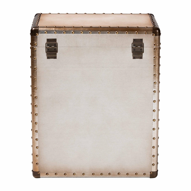 Baxton Studio Agatha Vintage Coffee Canvas 2-Drawer Storage Trunk