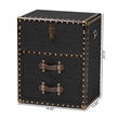 Baxton Studio Agatha Vintage Black Canvas 2-Drawer Storage Trunk