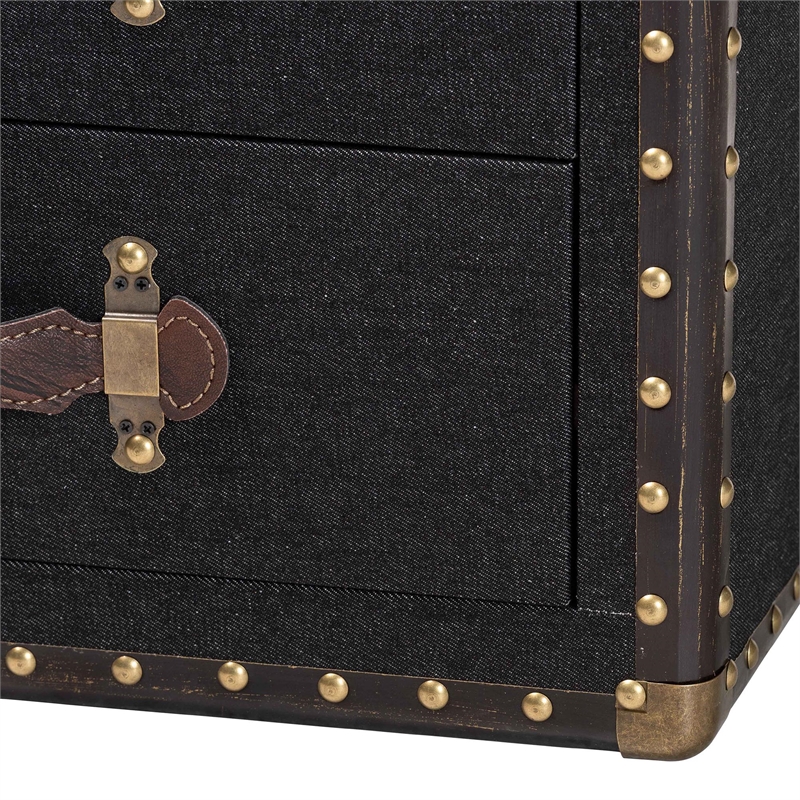 Baxton Studio Agatha Vintage Black Canvas 2-Drawer Storage Trunk