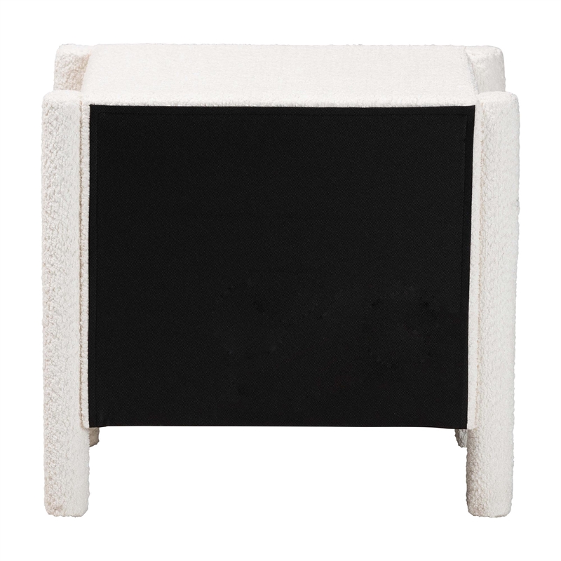 Baxton Studio Laria Modern White Teddy-Bear Fabric 2-Drawer Nightstand