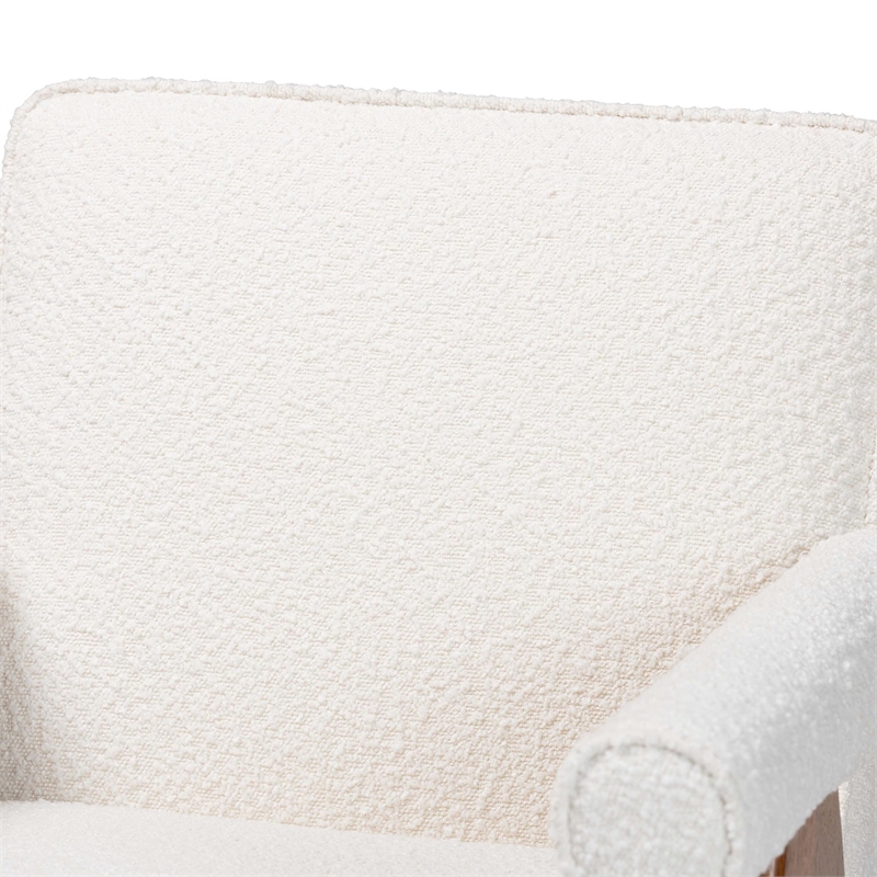 Baxton Studio Georgina Japandi Cream Boucle and Walnut Brown Wood Accent Chair