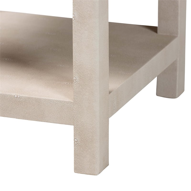 Baxton Studio Dansby Modern Beige Faux Shagreen 1-Drawer End Table