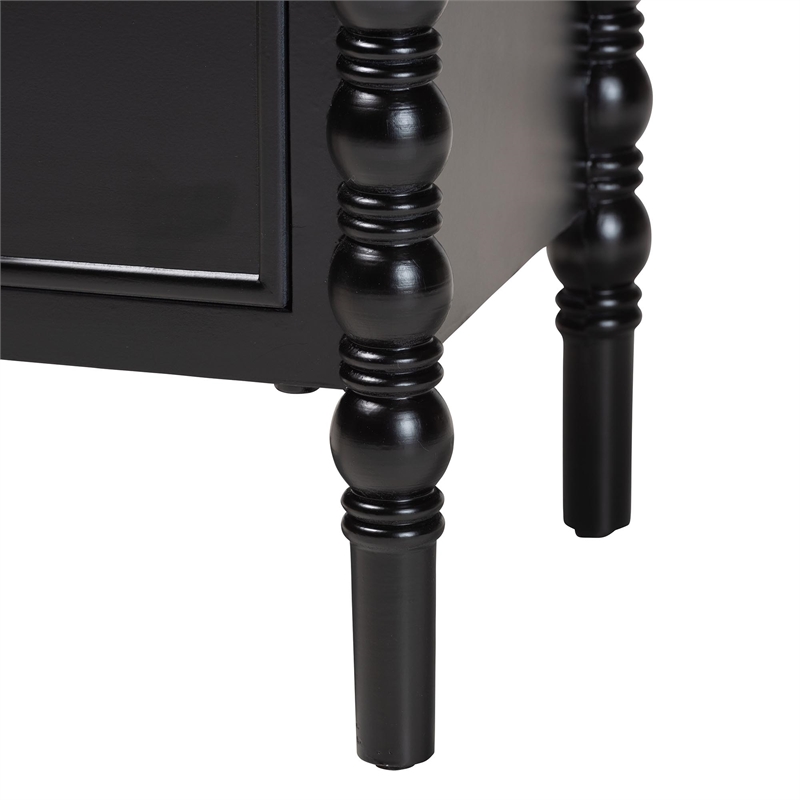 Baxton Studio Malinda Classic Black Wood 2-Drawer End Table with Spindle Legs