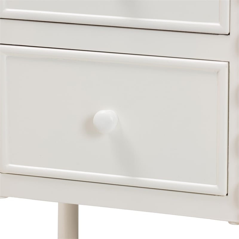Baxton Studio Malinda Classic White Wood 2-Drawer End Table with Spindle Legs