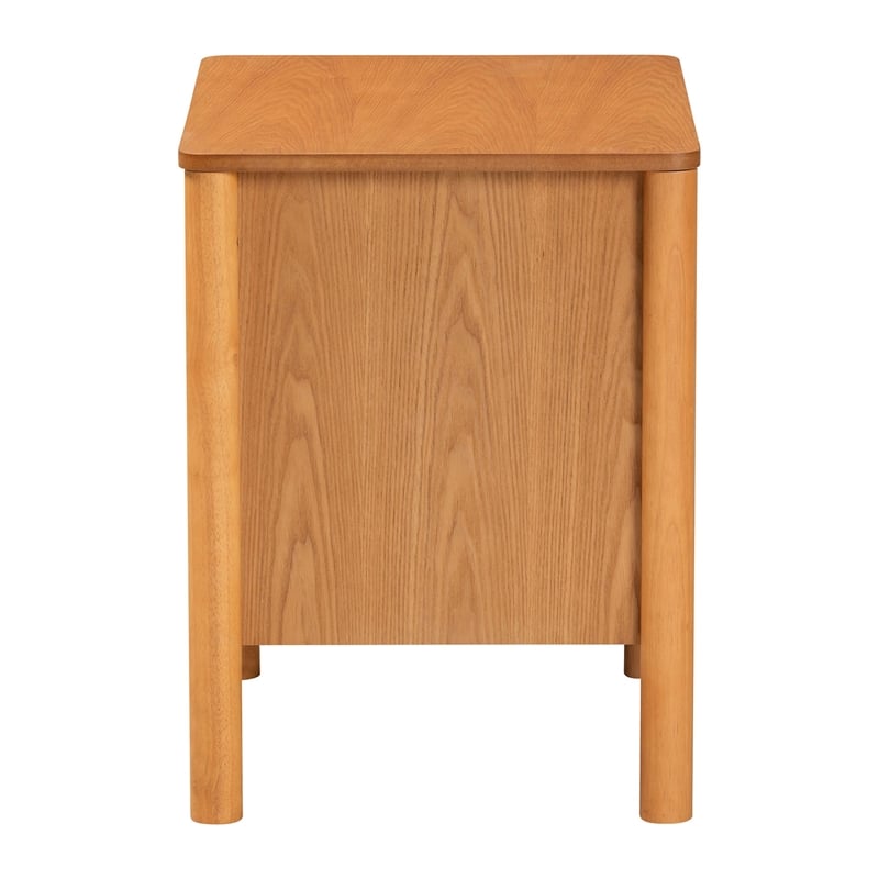 Baxton Studio Jenn Brown Wood Japandi 2-Drawer Nightstand