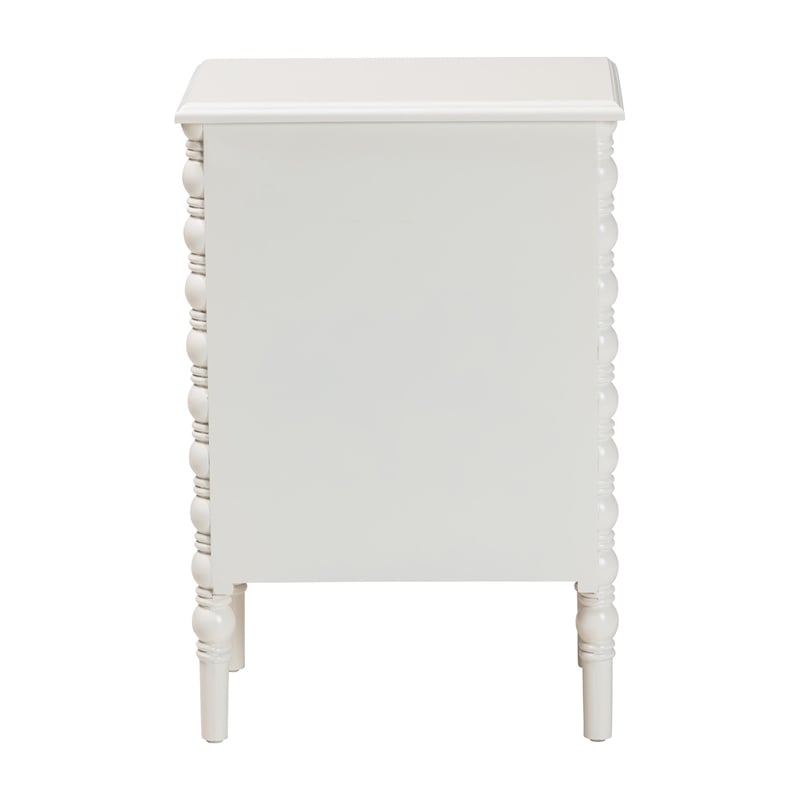 Baxton Studio Malinda Classic White Wood 3-Drawer End Table with Spindle Legs