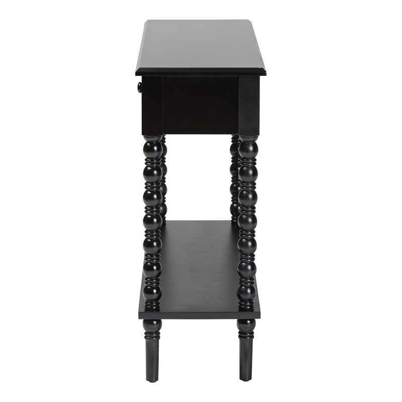 Baxton Studio Malinda Black Wood 2-Drawer Console Table with Spindle Legs