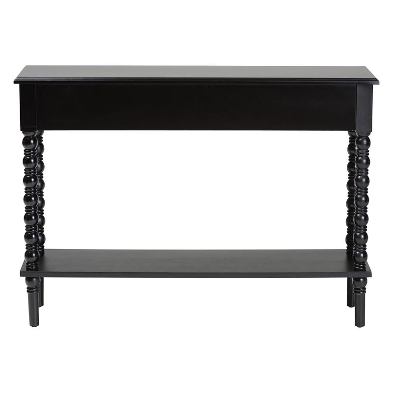 Baxton Studio Malinda Black Wood 2-Drawer Console Table with Spindle Legs