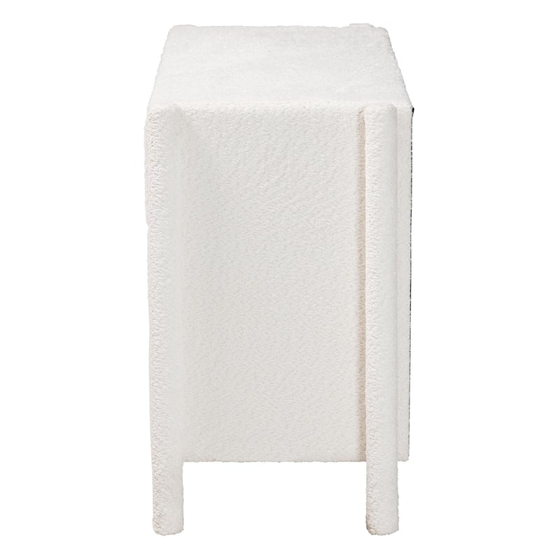 Baxton Studio Laria Modern White Teddy-Bear Fabric 6-Drawer Dresser