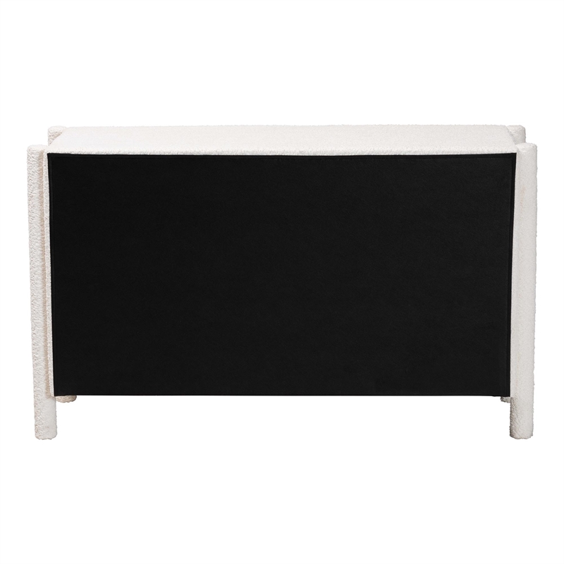 Baxton Studio Laria Modern White Teddy-Bear Fabric 6-Drawer Dresser