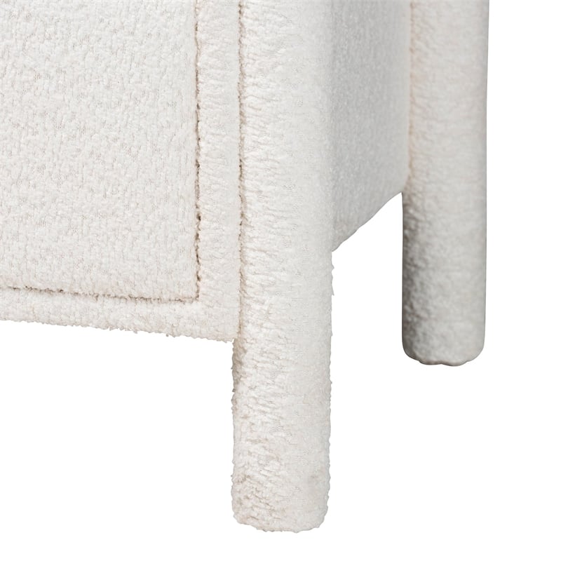 Baxton Studio Laria Modern White Teddy-Bear Fabric 6-Drawer Dresser