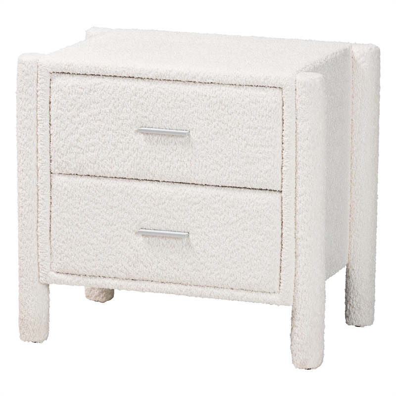 Baxton Studio Laria White Teddy-Bear Fabric Queen Size 4-Piece Bedroom Set