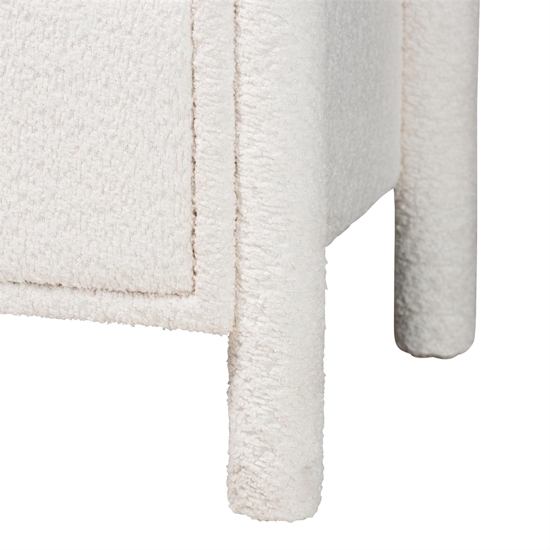 Baxton Studio Laria White Teddy-Bear Fabric Queen Size 4-Piece Bedroom Set