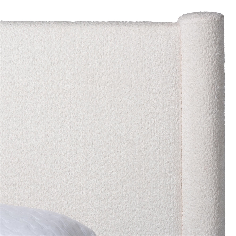 Baxton Studio Laria White Teddy-Bear Fabric Queen Size 4-Piece Bedroom Set