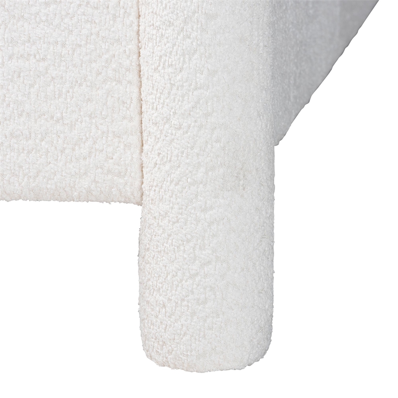 Baxton Studio Laria White Teddy-Bear Fabric Queen Size 4-Piece Bedroom Set