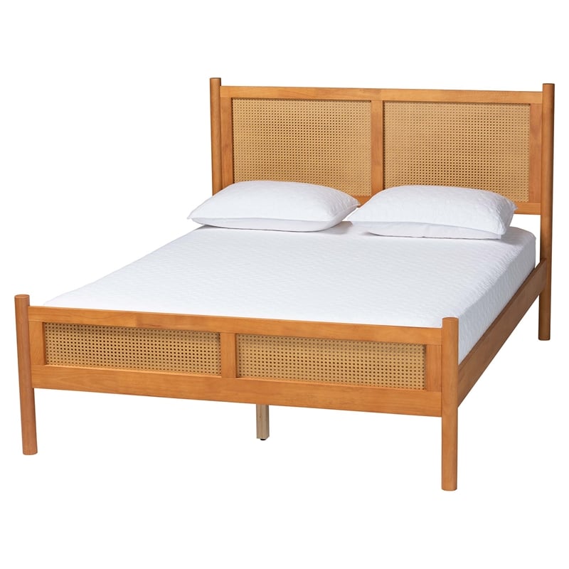 Baxton Studio Jenn Golden Brown Wood Japandi 5-Piece Queen Size Bedroom Set