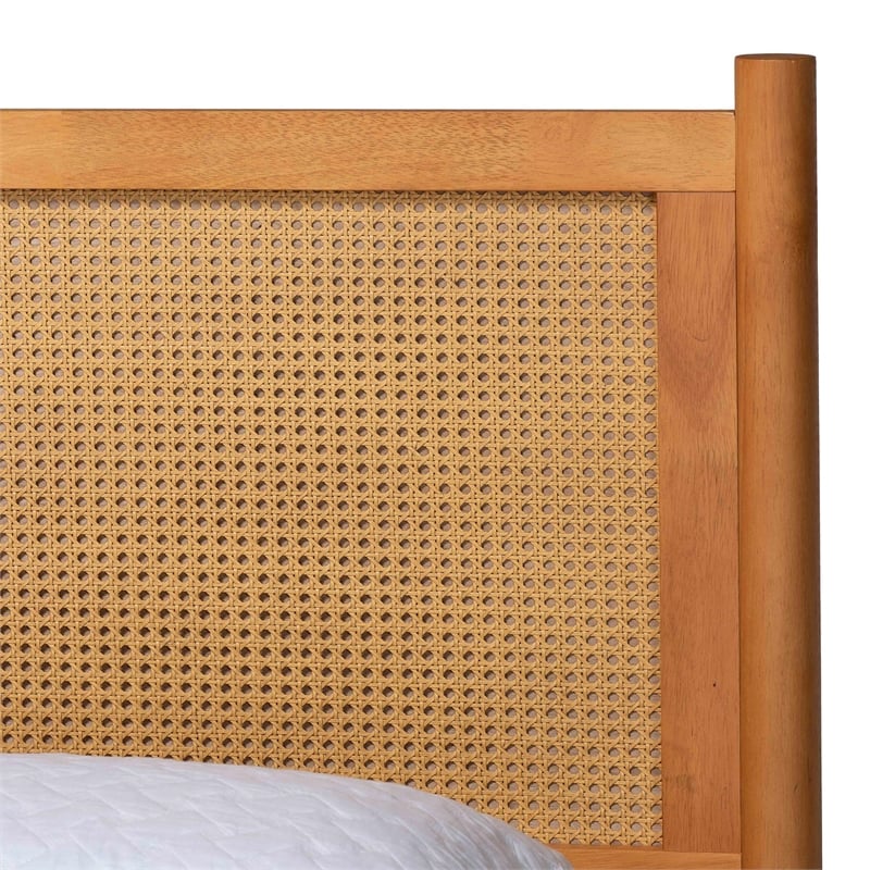 Baxton Studio Jenn Golden Brown Wood Japandi 5-Piece Queen Size Bedroom Set