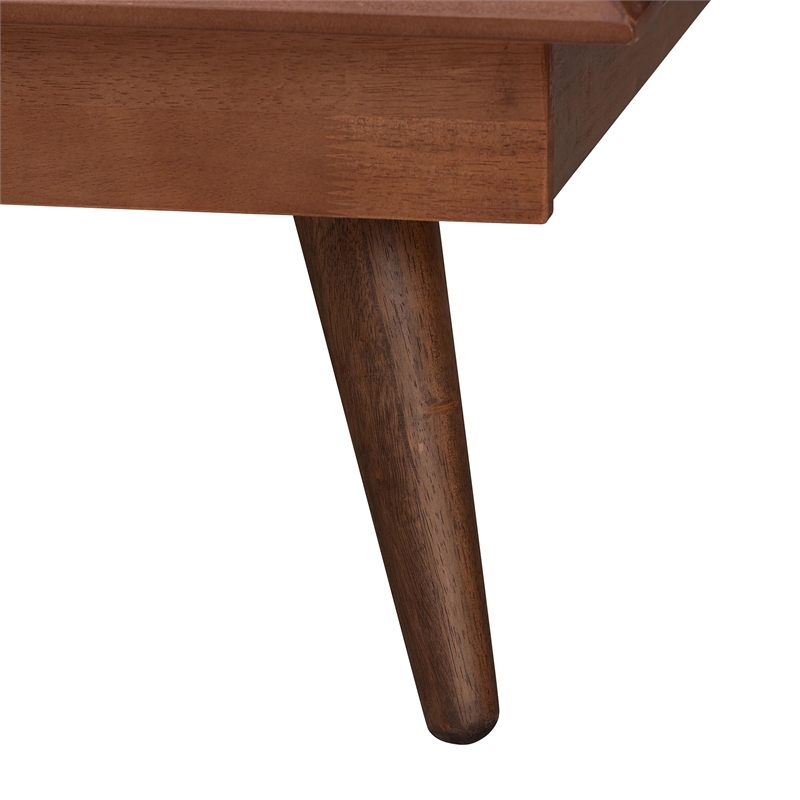 Baxton Studio Elvina Walnut Wood Queen Size Platform Bed with Built-In Shelves
