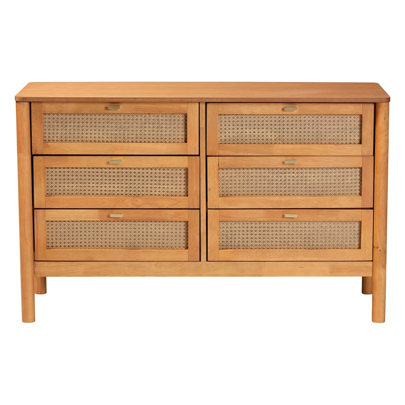 Baxton Studio Jenn Golden Brown Wood Japandi 6-Drawer Dresser