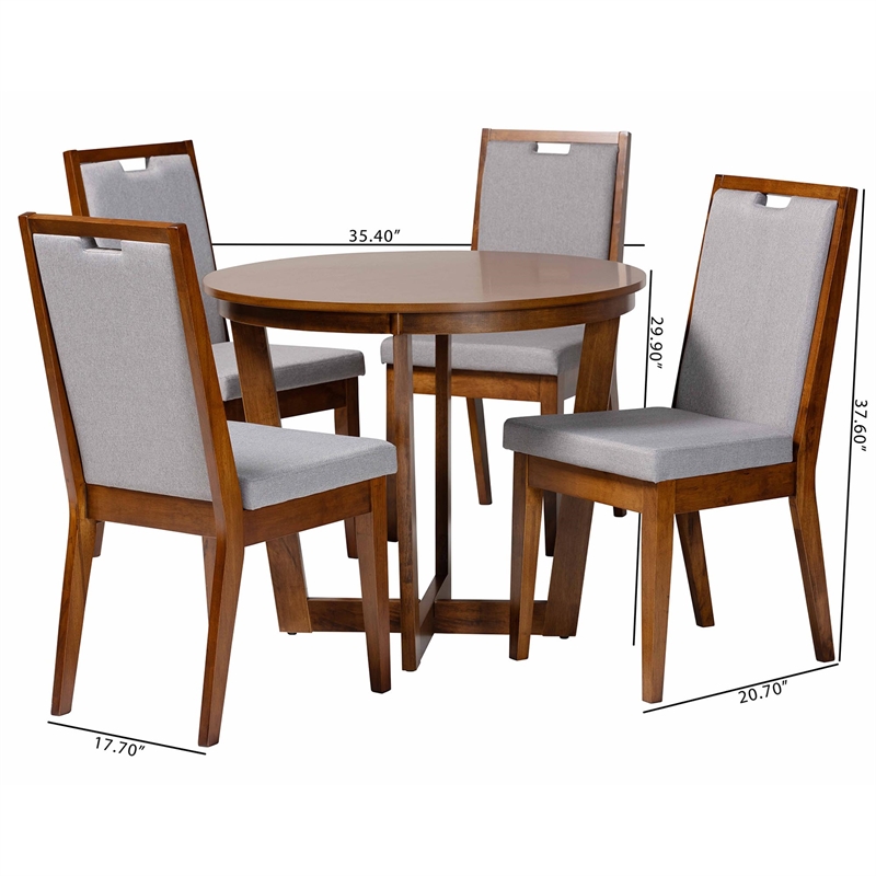 Baxton Studio Ana Modern Grey and Walnut Brown Wood 5-Piece Dining Set