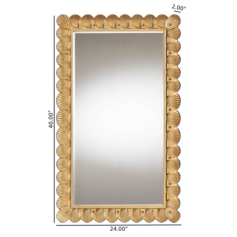 Baxton Studio Vadim Antique Gold Wood Accent Mirror with Seashell Border