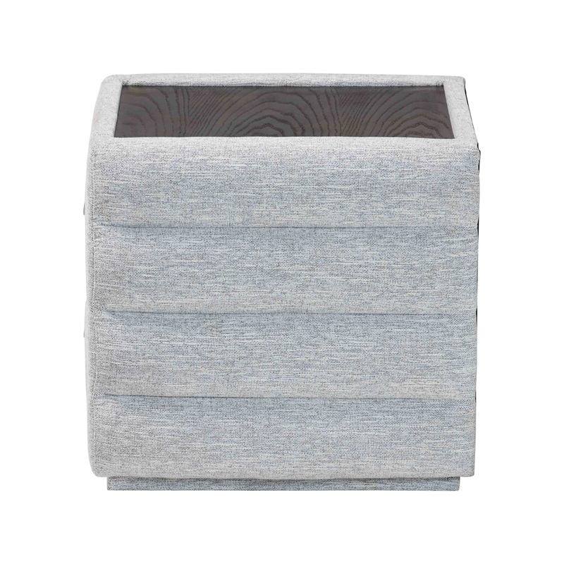 Baxton Studio Cadmus Light Gray Channel-Tufted Fabric 2-Drawer Nightstand