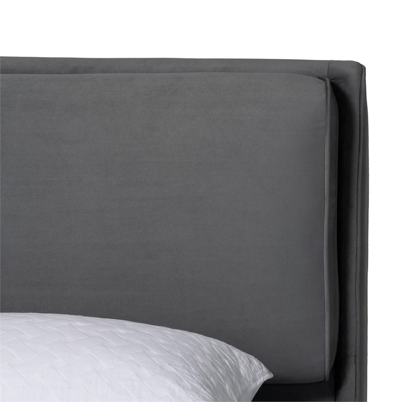 Baxton Studio Etienne Modern Slate Gray Velvet Queen Platform Bed