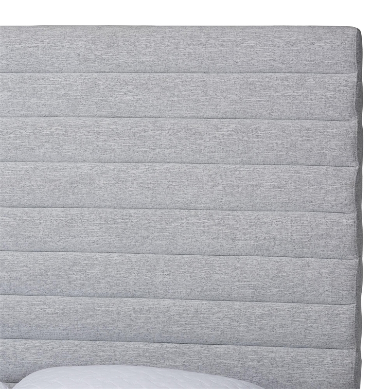 Baxton Studio Cadmus Modern Light Gray Channel-Tufted Fabric Queen Platform Bed