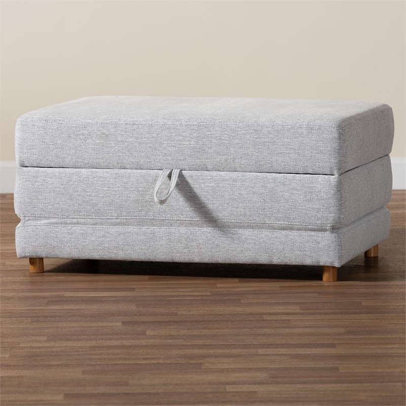 Baxton Studio Sabriel Modern Light Gray Fabric Convertible Sleeper Ottoman
