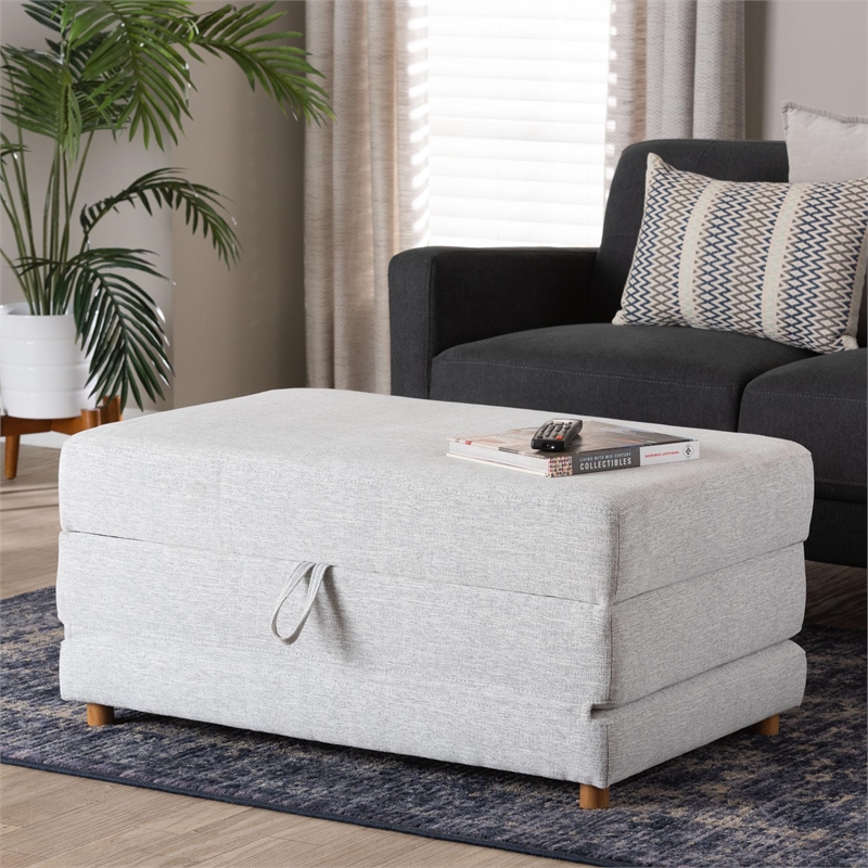 Baxton Studio Sabriel Modern Light Gray Fabric Convertible Sleeper Ottoman