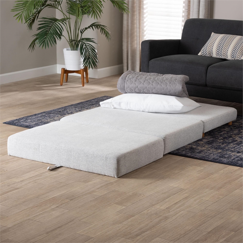 Baxton Studio Sabriel Modern Light Gray Fabric Convertible Sleeper Ottoman