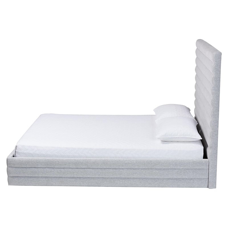 Baxton Studio Cadmus Modern Light Gray Channel-Tufted Fabric King Platform Bed