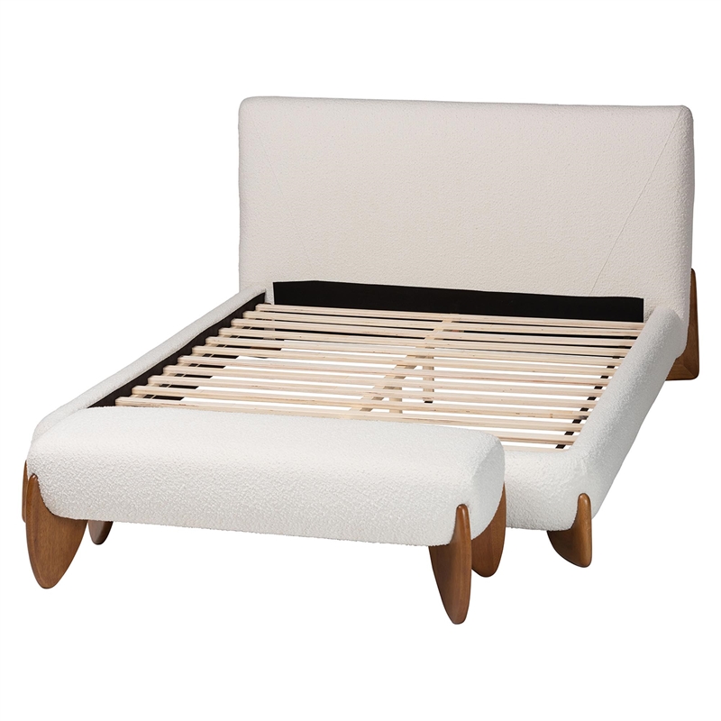 Baxton Studio Vinicio Modern Cream Boucle and King 2-Piece Bedroom Set