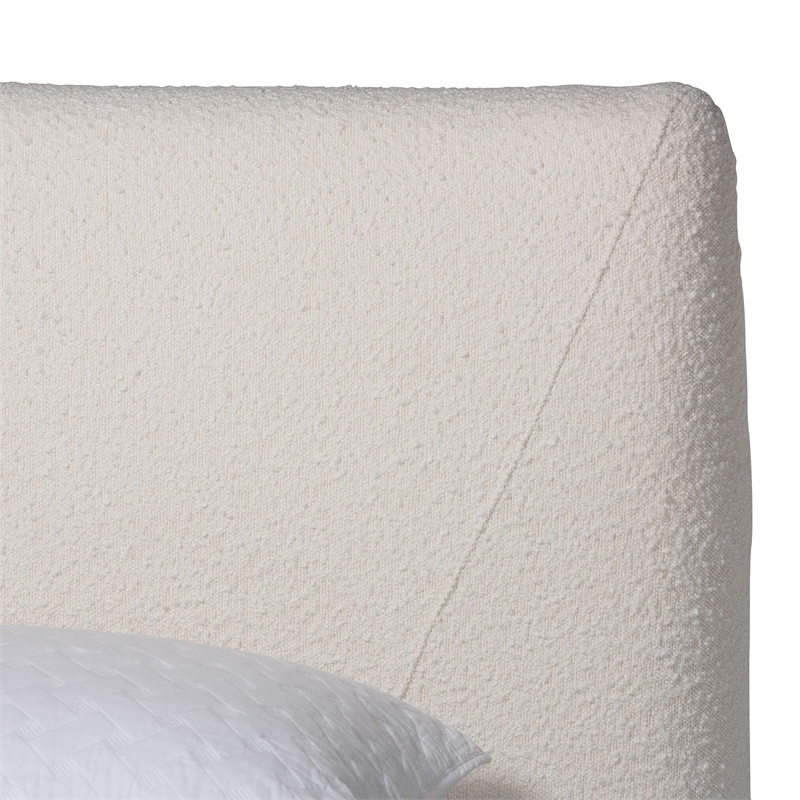 Baxton Studio Vinicio Modern Cream Boucle and King 2-Piece Bedroom Set