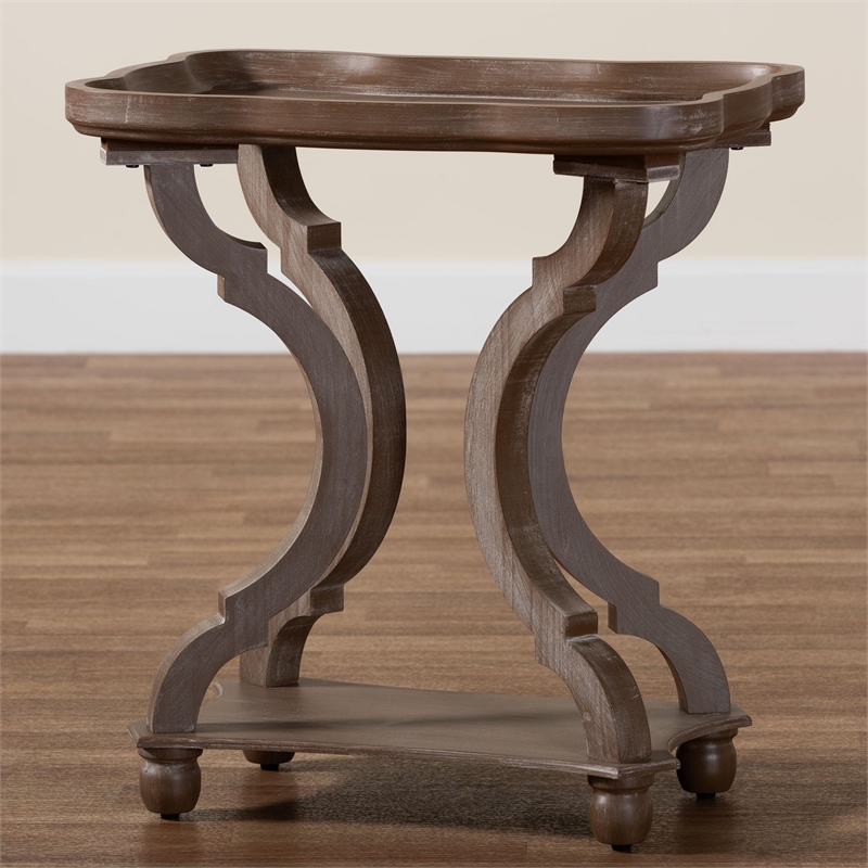 Baxton Studio Yannick French Country Antique Brown Wood End Table