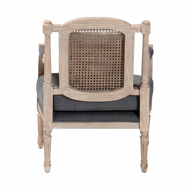 Baxton Studio Clemence Gray Fabric Whitewashed Mahogany Wood Armchair
