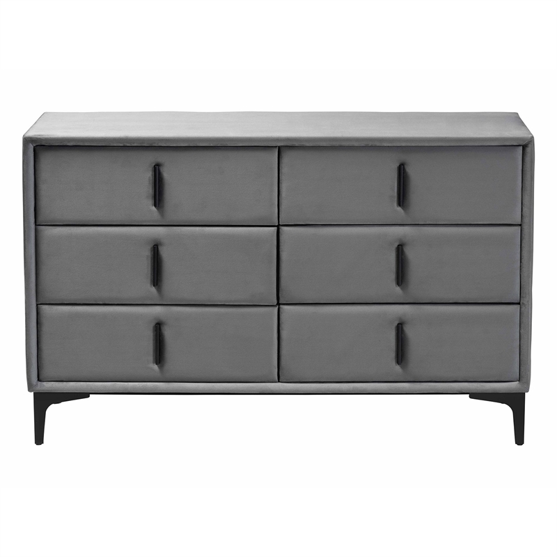 Baxton Studio Etienne Modern Slate Gray Velvet 6-Drawer Dresser